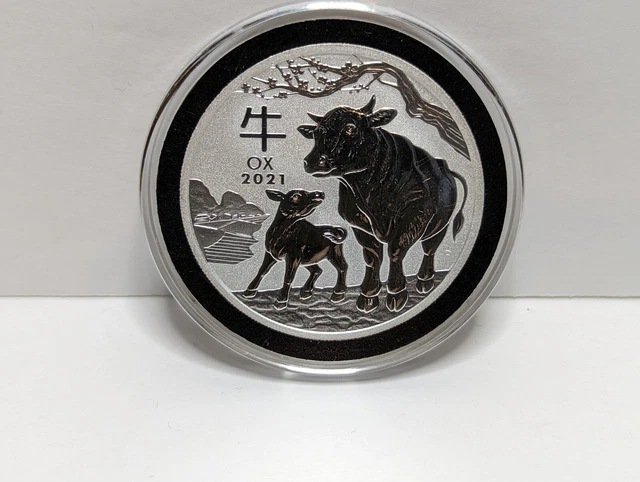 2021 Perth Mint Lunar Year of the Ox 1oz 9999 Fine Silver Coin In Capsule