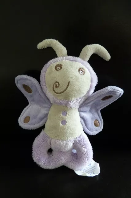 ni2 - DOUDOU HOCHET OBAIBI  PAPILLON MAUVE ET GRIS ETAT NEUF*