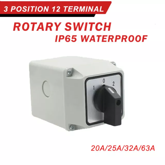 20Amp 25Amp 32Amp 63Amp 3 Pole Enclosed Changeover Switch Surface Mounted