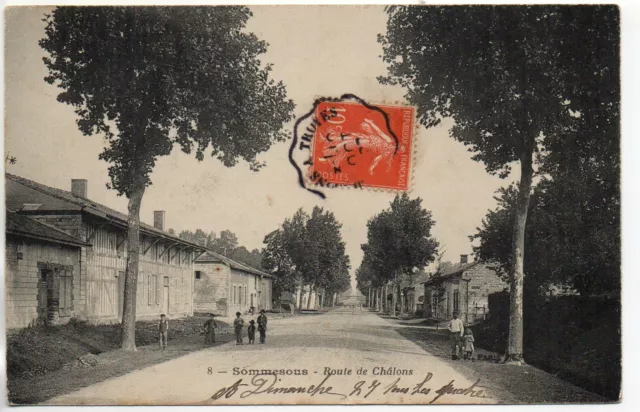 SOMMESOUS - Marne - CPA 51 - la route de Chalons -