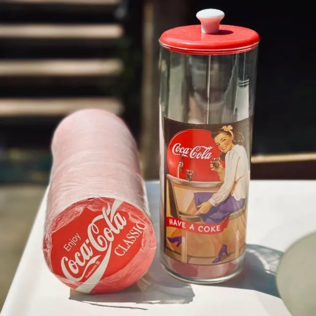 vintage coca cola coasters and straw holder