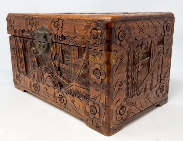 Carved Camphor Wood Chest