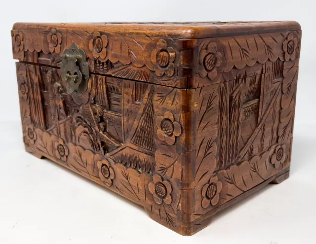 Carved Camphor Wood Chest