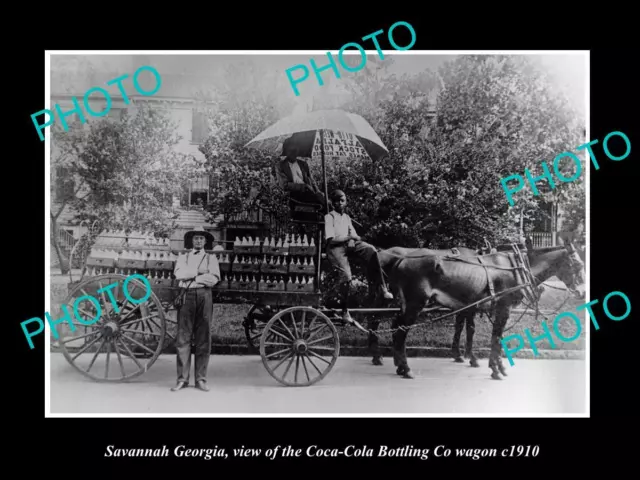 OLD POSTCARD SIZE PHOTO OF SAVANNAH GEORGIA THE COCA COLA BOTTLING WAGON c1910