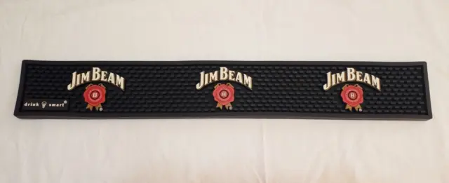 JIM BEAM RUBBER BAR RAIL SPILL MAT~HEAVY DUTY~bourbon whiskey runner 23.5" X3.5"