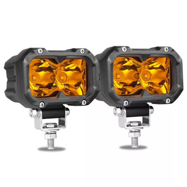 2X 3.7"inch LED Work Light Spot Cube Pods Bar Driving Amber Fog Lamp Offroad New