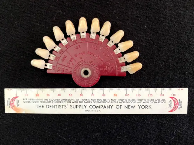 Vtg CRESCENT Dental TOOTH SHADE GUIDE for Dentures Teeth Trubyte Vitality SCALE