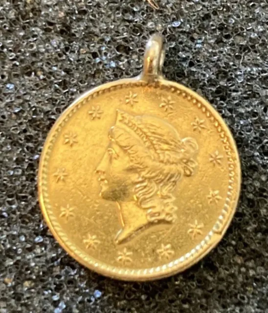 1852 USA One $1 Liberty Gold Dollar Coin, Pendant, Ex-Jewelry