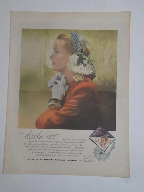 Magazine Ad* - 1944 - Lilly Daché Hair Net - World War II - (#2)