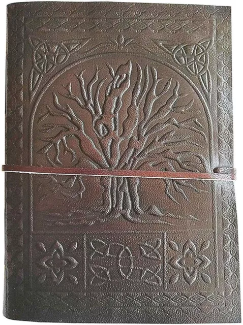 Diario de cuero extragrande con diseño de árbol de la vida de 9 pulgadas,...