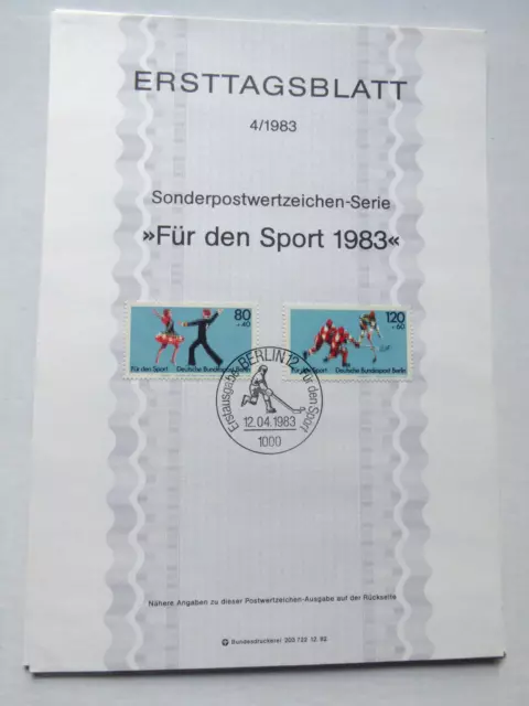 Ersttagsblatt Berlin 1983 /4: "Für den Sport 1983", Erstausgabestempel