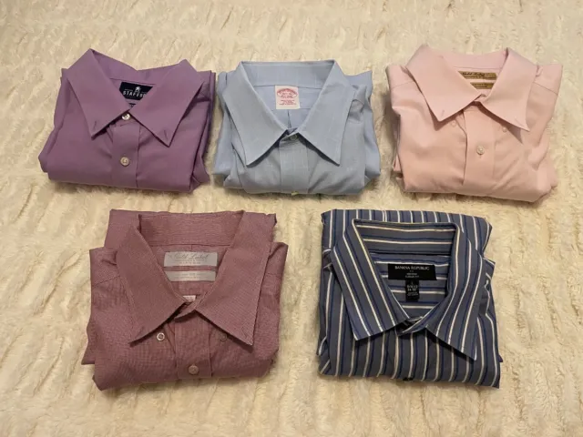 Lot of 5 Mens Dress Shirts Brooks Brothers Banana Republic Cotton 16.5 - 34/36