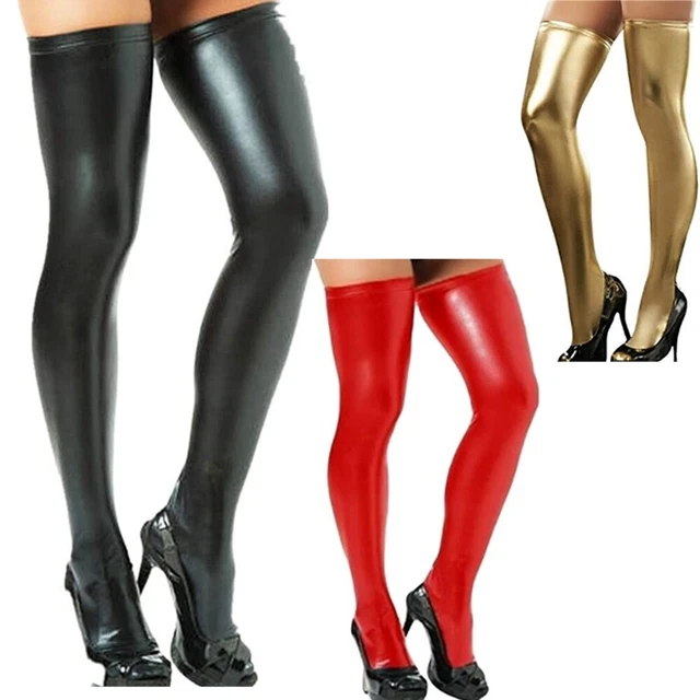 2 Paar Halterlose Strümpfe Damen - 20 DEN Schwarz & Rot