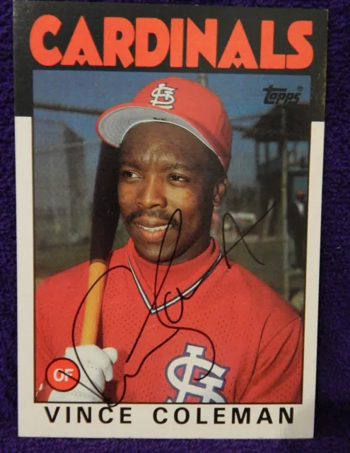 Autographed Topps Card  >4&7/8" X 6&7/8" Mlb Baseball >Vince Coleman>Cardinals