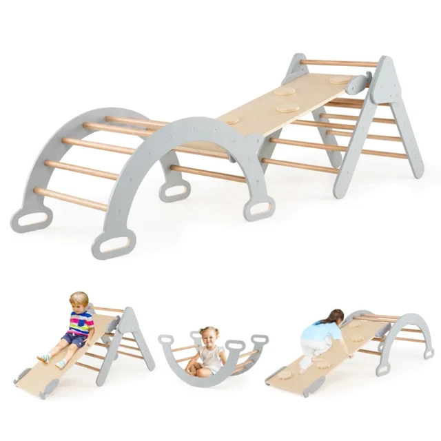 Puecrof Montessori Ensemble de Jeu d'intérieur : Cadre d'escalade 7 en 1 avec Toboggan, Arche et Tapis pour Tout-Petits et Enfants (1-3 Ans Puecrof Montessori Ensemble de Jeu d'intérieur : Cadre d'escalade 7 en 1 avec Toboggan, Arche et Tapis pour Tout-Petits et Enfants (1-3 Ans