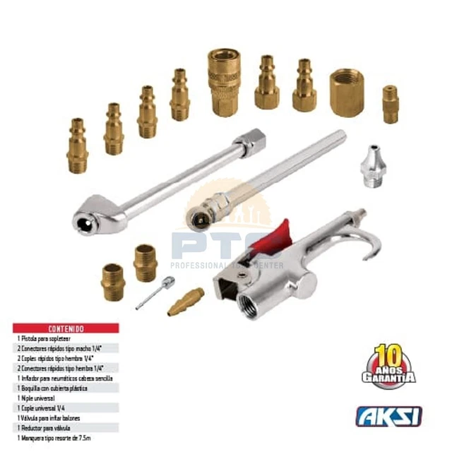 AKSI 113005 Set of pneumatic accessories for cleaning, inflating and calibrating
