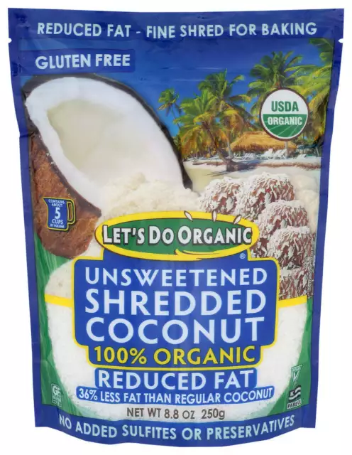 Let`S Do Organic  Unsweetened Shredded Coconut 100% Organic Reduced Fat   8.8 Oz