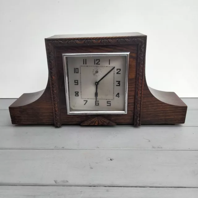 Vintage ~ Art Deco  Wooden Cased Mantle Clock