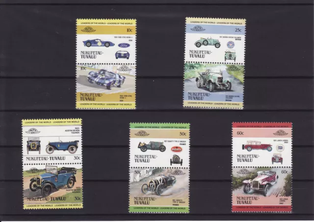 briefmarken 1966 Ford GT 40 Bugatti Lancia morris austin 7 NUKUFETAU TUVALU