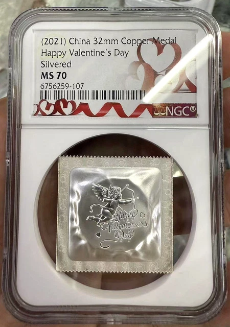 MS70 ハッピーValentine day  china China 2021 30g Silver Medal Happy Valentine's Day NGC MS 70