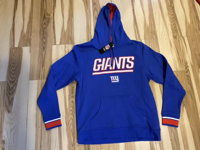 New Majestic New York Giants Blue And Red Pull Over Hoodie Size Large Nfl