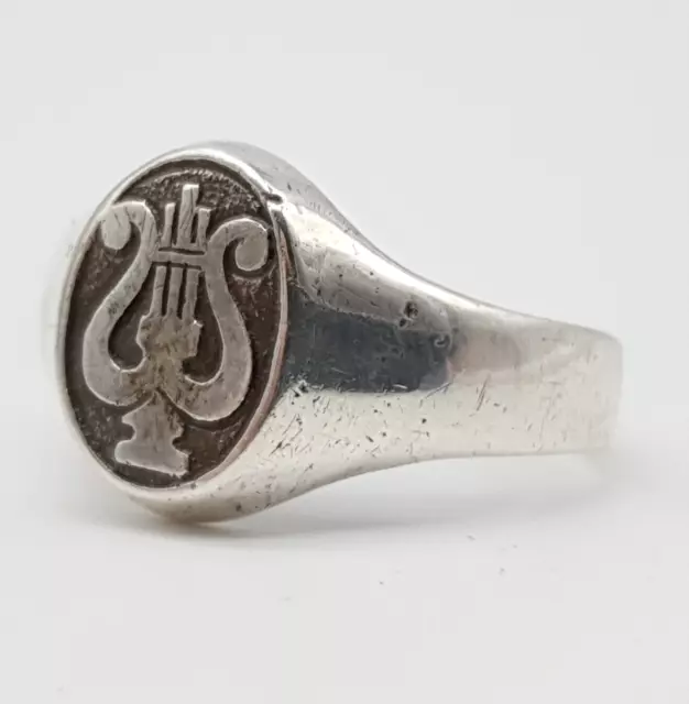 Sängerbund 835 Bague Argent - Chevalière - Guilde Blason Musicien - Harpe -