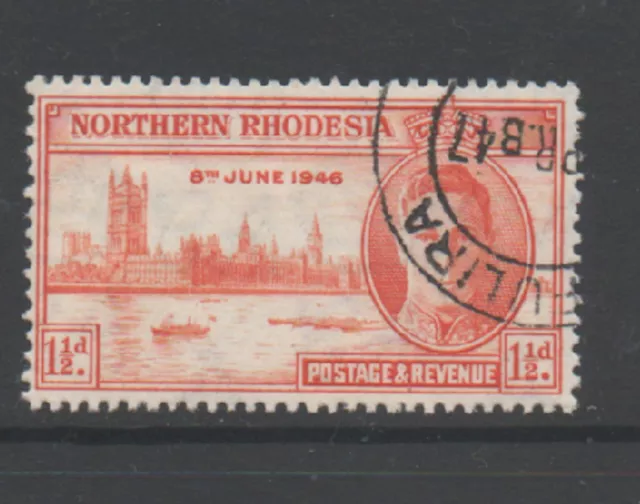 Northern Rhodesia 1946 victory perf 13.5 x 13.5 variety SG46a fine used stamp