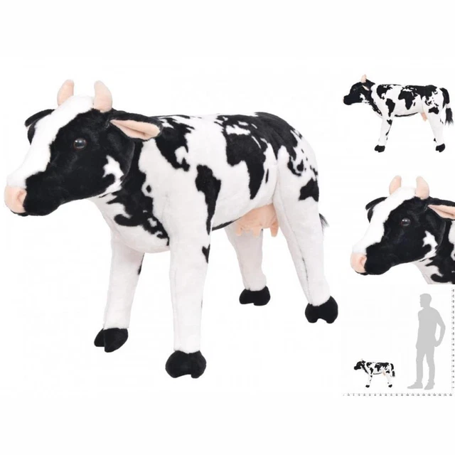 Tachi Kuscheltier Kuh – Sitzende Plüschkuh, 18 Cm, Schwarz-weiß Mit Aufgestickten Augen