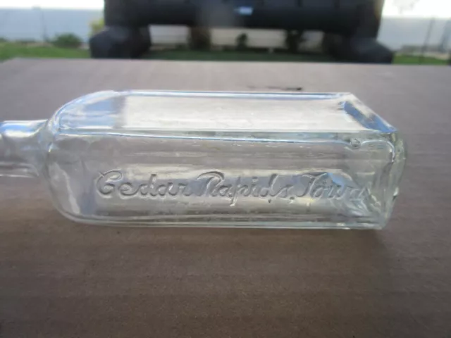 Vintage W. F. LEVERA Clear Glass Medicine Bottle CEDAR RAPIDS, IOWA