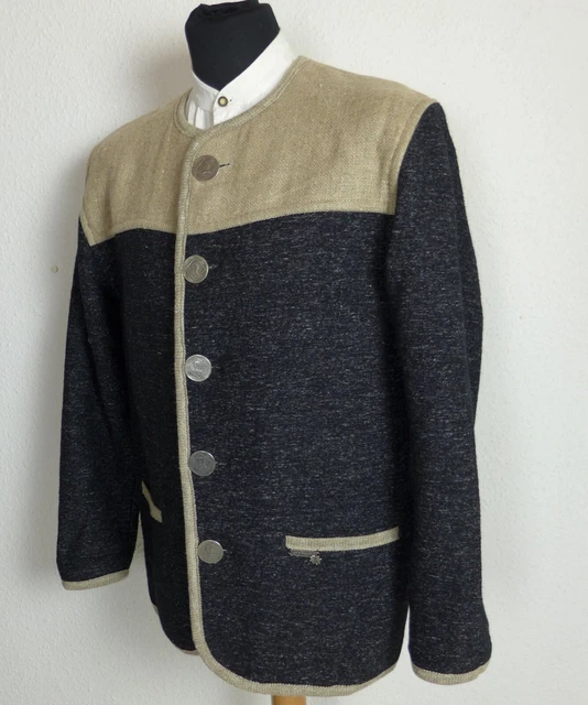 "STAPF" Herren Trachten Jacke Janker  Gr. 48 anthrazit beige 3