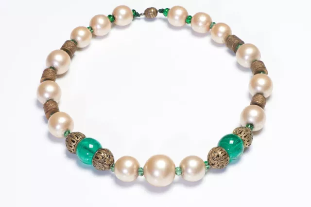Chanel 1981 Glass Pearl And Gripoix Glass Necklace