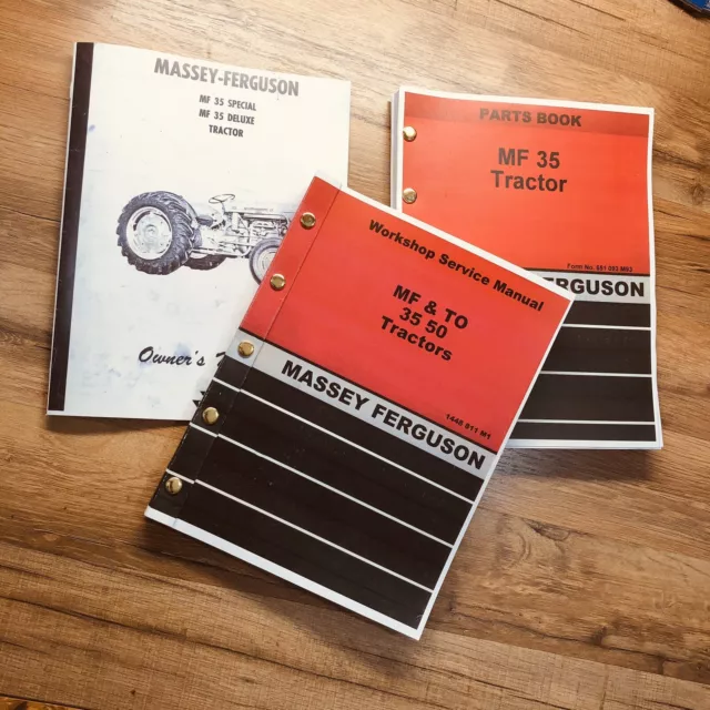 Set Massey Ferguson Mf-35 Gas Tractor Service Operator Parts Manual Repair Shop