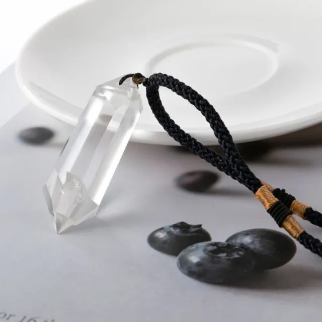 Natural Clear Quartz Crystal Wand Pendulum Pendant Necklace Chakra Healing Stone