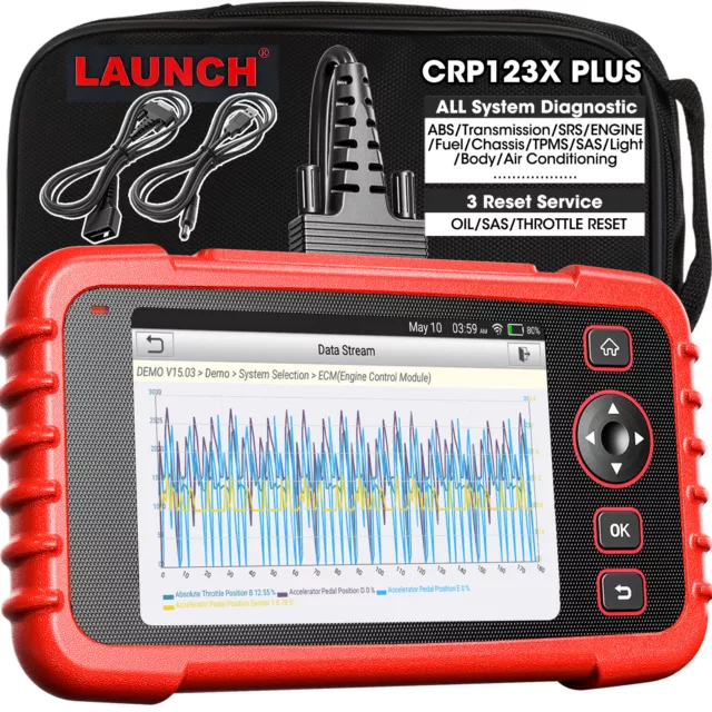 Launch CRP123X Plus Valise Diagnostic Auto Scanner OBD2 Tous systèmes 3 Services