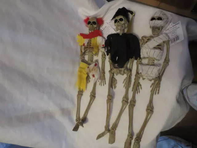 Lot Of 3,  16" tall Skeleton Halloween Decorations Spooky Village