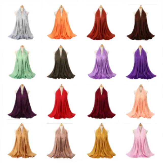 Sciarpe sciarpa morbida da donna raso scialli hijab sciarpe musulmane 70 × 180 cm circa