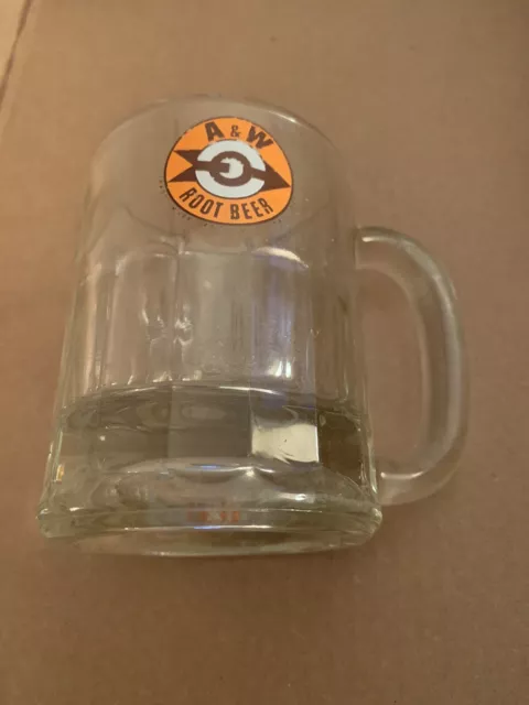 A&W ROOT BEER Vintage GLASS MUG 4.5" Tall Arrow through Bullseye Logo  AW 60’s