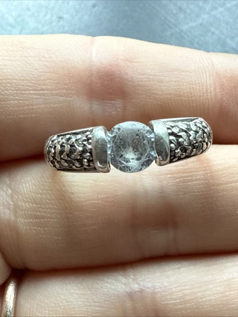 Bague Ancienne En Argent Massif 925 - Jonc Alliance Simple - Taille 55, Occasion