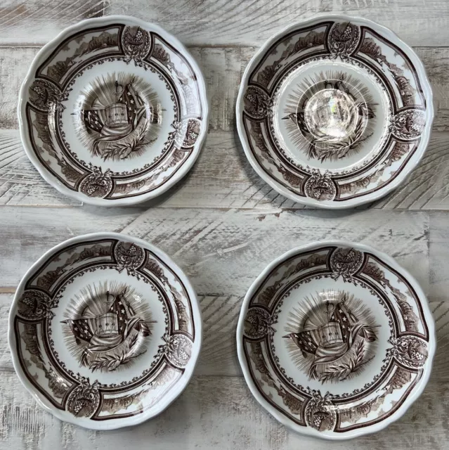 J & G Meakin England Americana Style House Ironstone Saucers Plates Set Of 4