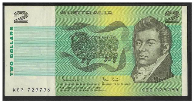 Australia 1983 $2 Two Dollars Paper Banknote Johnston/Stone R88 Fine #7