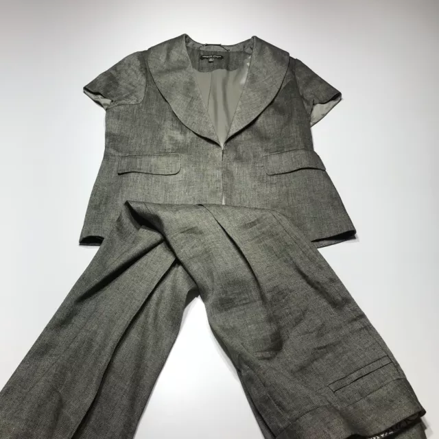 Adrienne Vittadini Suit Set Womens Size 10P Short Sleeve Blazer Jacket & Pants