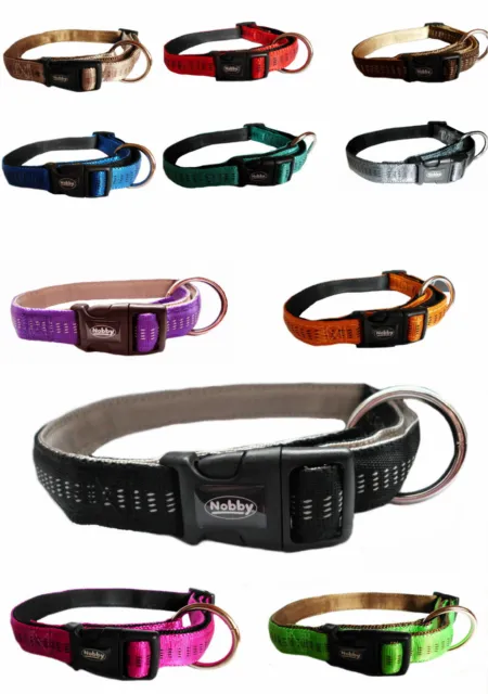 Nobby Hundehalsband xS S M L xL Nylon 11 Farben Zugentlastung Klickverschluss