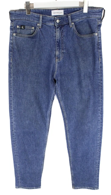 CALVIN KLEIN JEANS Regular Taper Jeans Uomo W32 L32 Zip Fly Blu