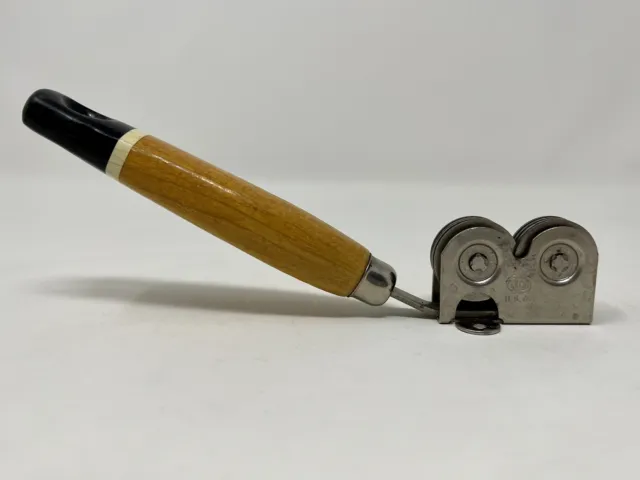 Vintage ECKO Knife Sharpener Pull Through with BLACK / WHITE Wood Handle