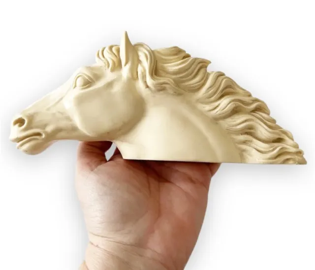 Vintage Carved Marble Alabaster Horse Head Decor 8" Made in Italy Shelf Sitter