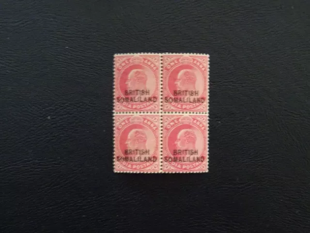 British Somaliland Stamps SG36 Blk of 4 opt type 1 on stamps of India MNH 1903