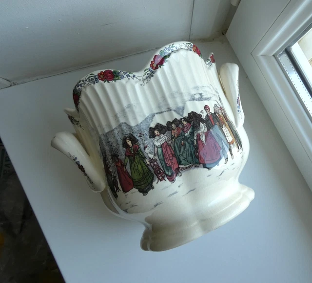 Ancien Cache Pot Faïence de Sarreguemines Obernai Loux Décor Alsace.
