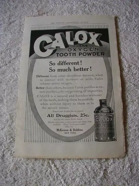 Vintage 1912 Calox magazine print ad Oxygen tooth powder ad