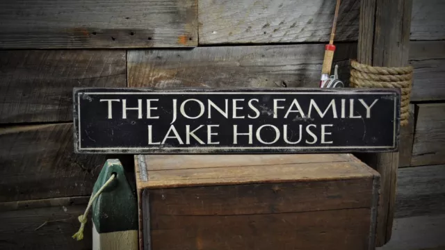 Custom Lake House Sign - Rustic Hand Made Vintage Wooden Sign