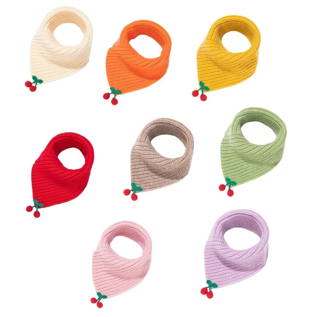Kids Baby Winter Knitted for  Scarf Cartoon Cherry Neckerchief Wrap Warm